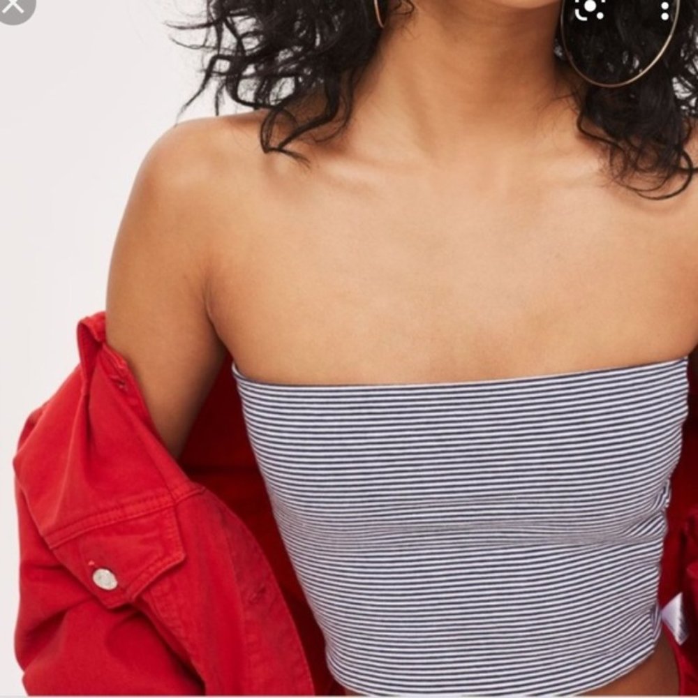 Topahop Navy Blue White Striped Tube Top 10 Summer Spring